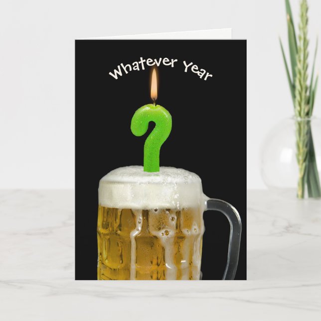 Carte Bière d'anniversaire avec la bougie (Devant)