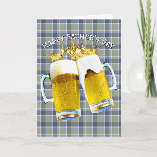 Carte Bière de fête des pères en plaid (Devant)