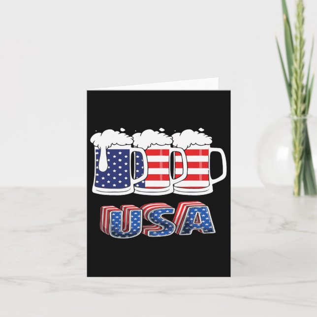 Carte Bière Drapeau Américain 4 Juillet Merica Usa Boiss (Devant)