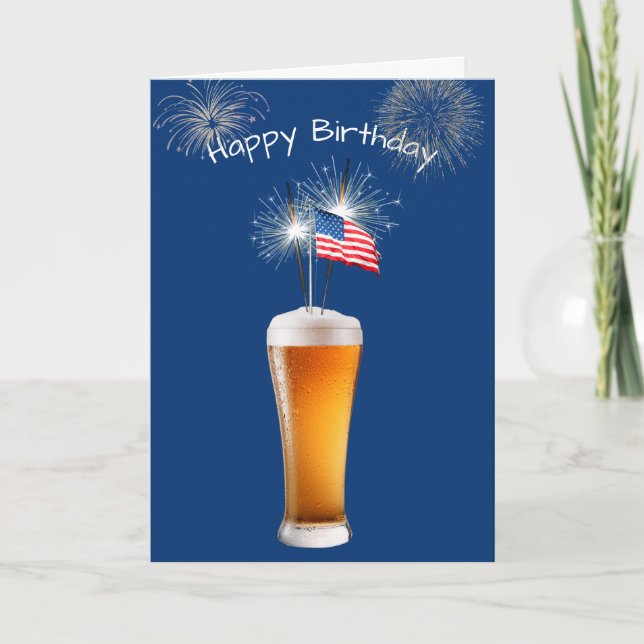 Carte Bière Patriotique D'Anniversaire Avec Éperviers (Devant)