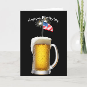 Carte Bière Patriotique D'Anniversaire Avec Éperviers