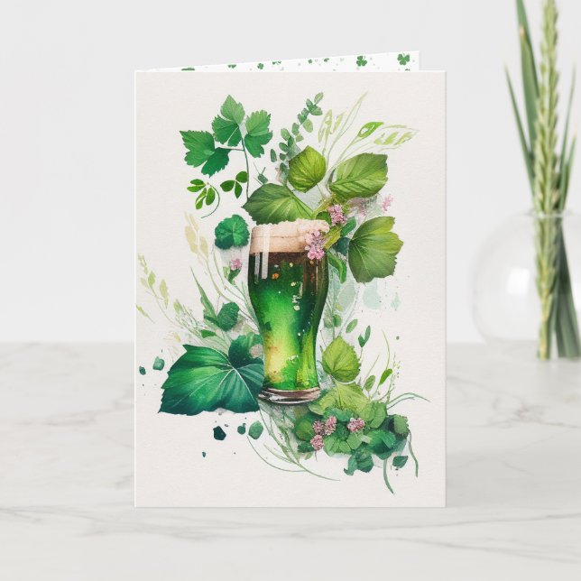Carte Bière verte de la Saint-Patrick dans du lierre  (Devant)