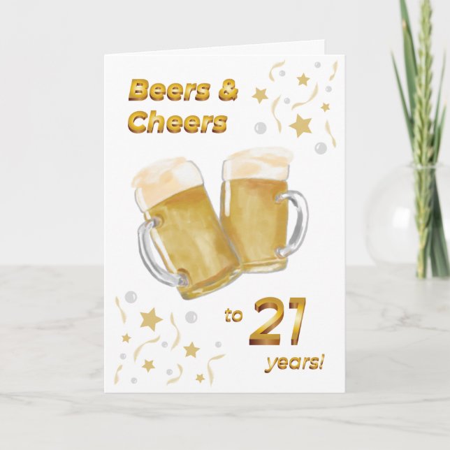 Carte Bières et encouragements Vingt et unième anniversa (Devant)