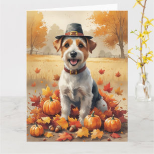 Carte Biewer Terrier À L'Automne Laisse L'Art Thanksgivi
