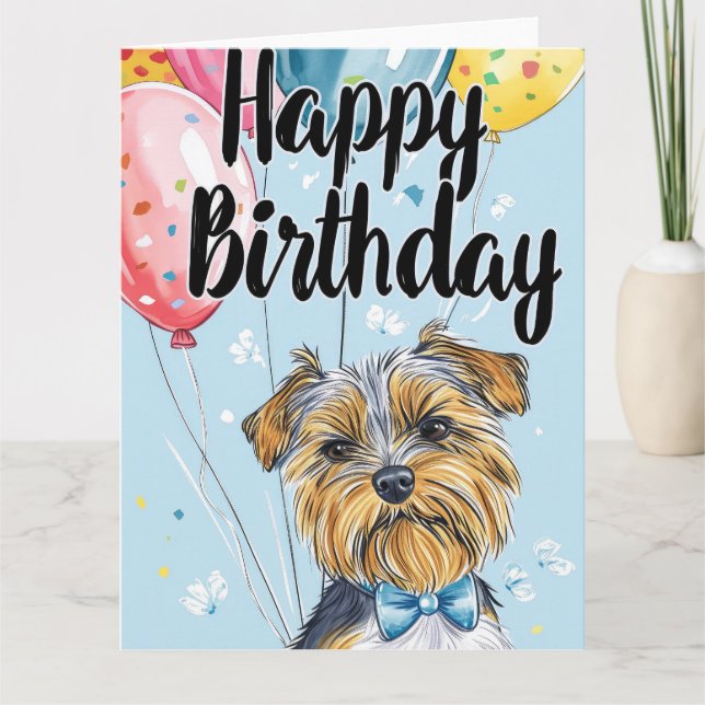 Carte Biewer Terrier avec ballons (Devant)