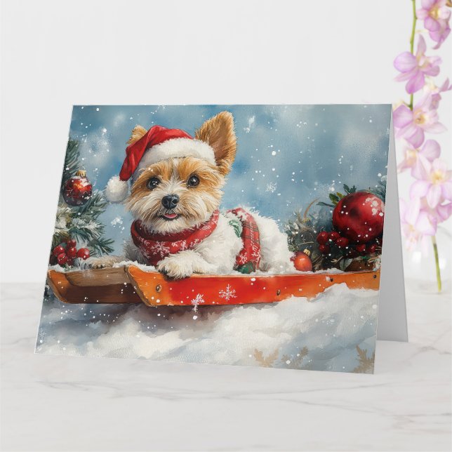 Carte Biewer Terrier Chien dans la boue Laisser il neige (Orchidée)