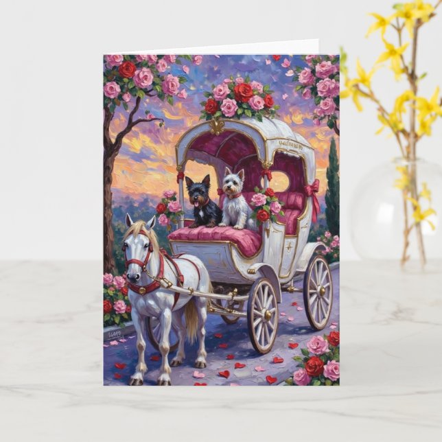 Carte Biewer Terrier Chien Saint-Valentin (Fleur jaune)