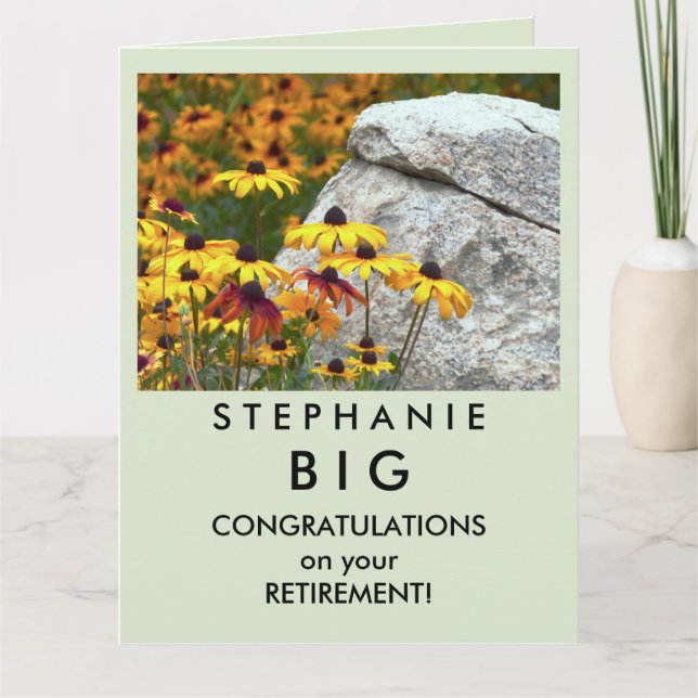 Carte BIG Bonne retraite Félicitations Fleurs Jaunes (Devant)