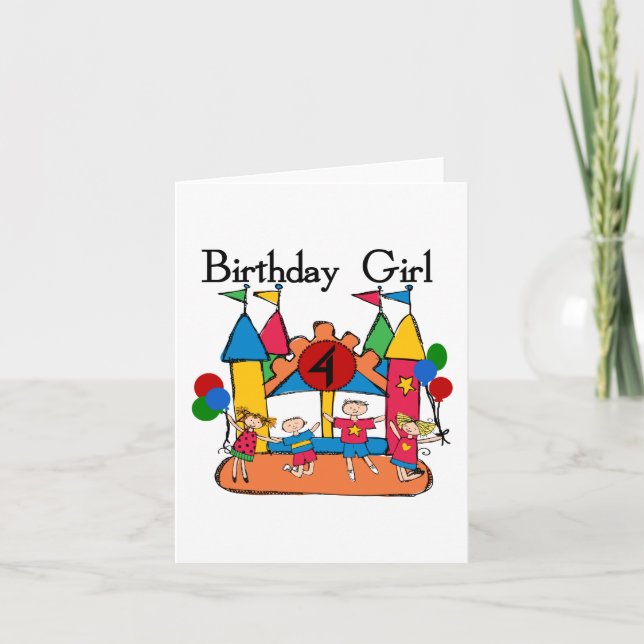 Carte Big Bounce Girl 4th Birthday T-shirts et cadeaux (Devant)