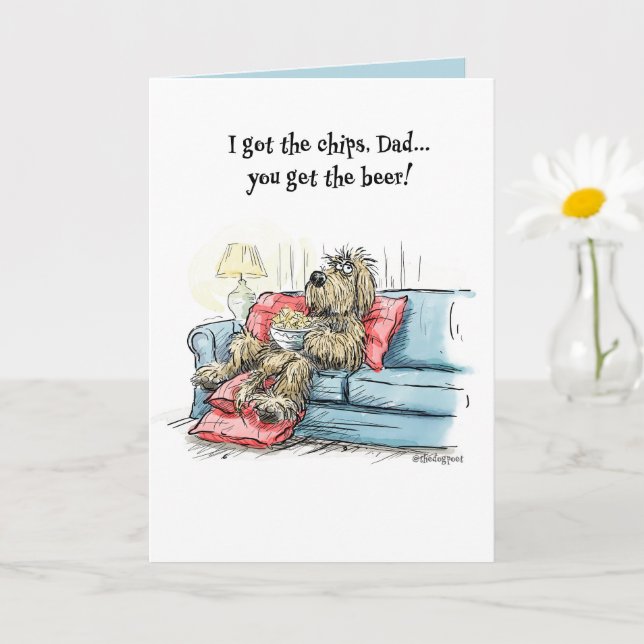 Carte Big Funny Shaggy Dog Card pour papa (Petite plante)