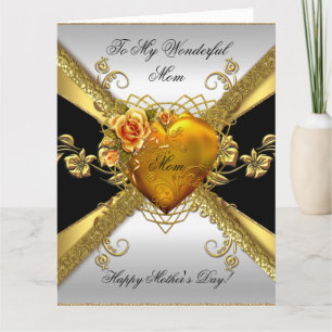 Carte Big Happy Mother's Day Rose Gold Heart Ajouter la