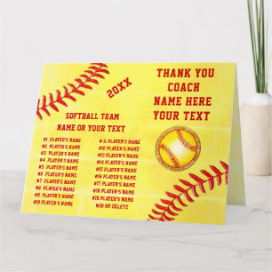 Carte BIG Personnalisé, Softball Merci Cartes, 3 Taille