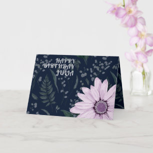 Carte Big Rose Daisy Dark Joyeux Anniversaire Nom person