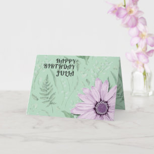 Carte Big Rose Daisy Green Joyeux Anniversaire Nom perso