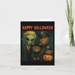Carte Bigfoot Alien Chat Funny Halloween Trick Treat Doo