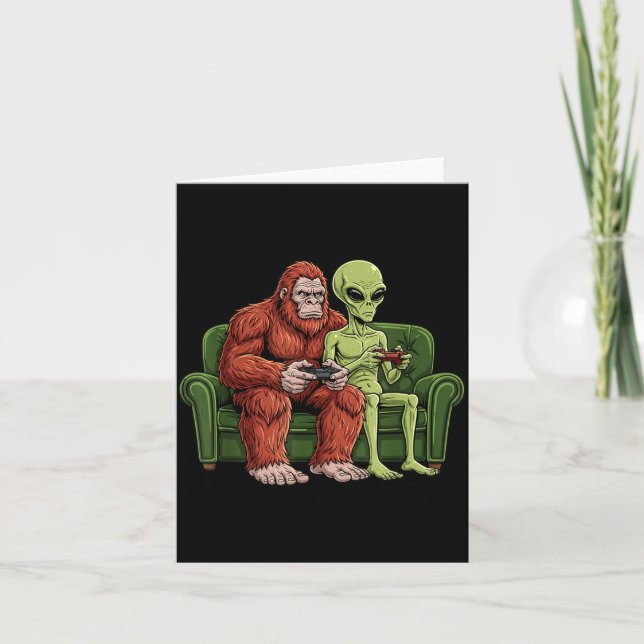 Carte Bigfoot Alien Video Games Gaming Sasquatch Ufo Men (Devant)