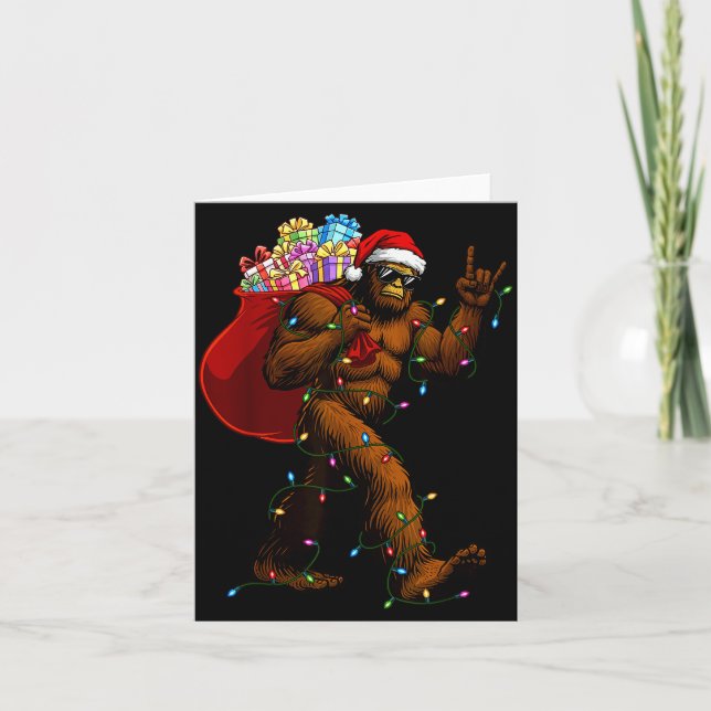 Carte Bigfoot Christmas Shirts Boys Men Xmas Tree Lights (Devant)