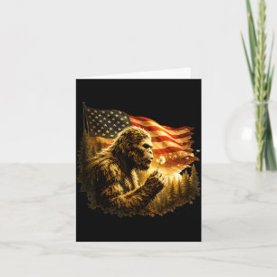 Carte Bigfoot drôle soufflant du pissenlit avec le drape