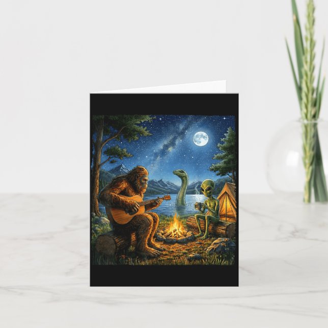 Carte Bigfoot et Alien Loch Ness Feu de camp Sasquatch A (Devant)
