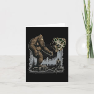 Carte Bigfoot Pêche Funny Sasquatch Poisson