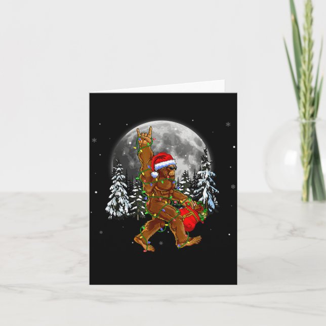 Carte Bigfoot Santa Christmas Tree Lights Funny Xmas Sas (Devant)