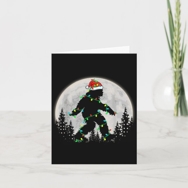 Carte Bigfoot Santa Christmas Tree Lights Funny Xmas Sas (Devant)