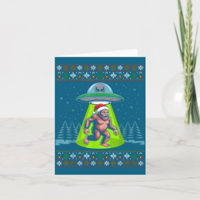 Carte Bigfoot Santa Ufo Sasquatch Funny Ugly Christmas S (Devant)