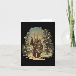 Carte Bigfoot sapin de Noël éclaire Tarot Xmas Sasquatat