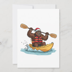 Carte Bigfoot Sasquatch en kayak Noël Sport d'eau