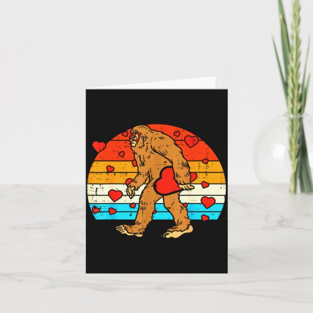 Carte Bigfoot Sasquatch Retro Heart Funny Valentines Day (Devant)
