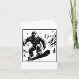 Carte Bigfoot Snowboardeur - Funny Sasquatch Snowboard