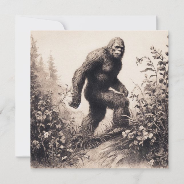 Carte Bigfoot Vintage Illustration Folklore (Devant)