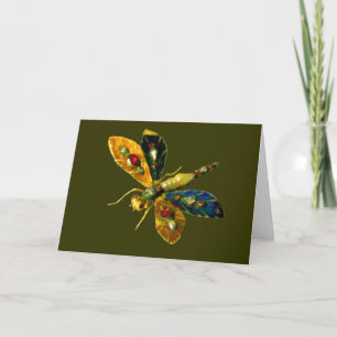 CARTE BIJOU D'OR ANTIQUE AVEC PIERRES