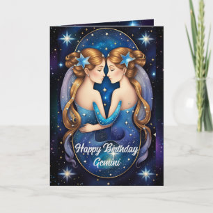 Carte Bijou personnalisé Galaxie Zodiac Gemini