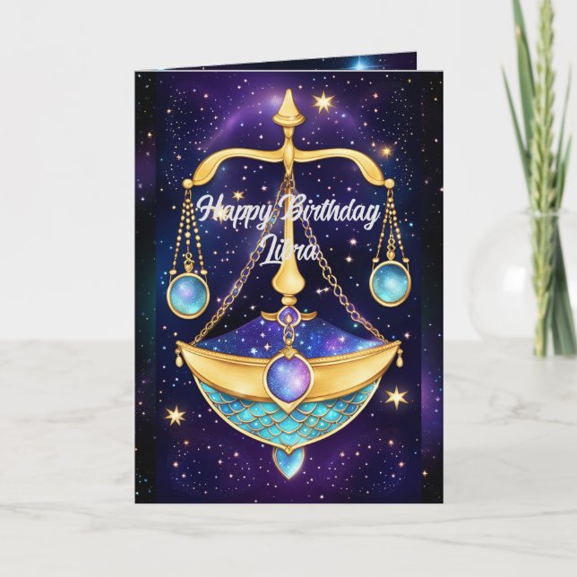 Carte Bijou personnalisé Galaxie Zodiac Libra (Devant)