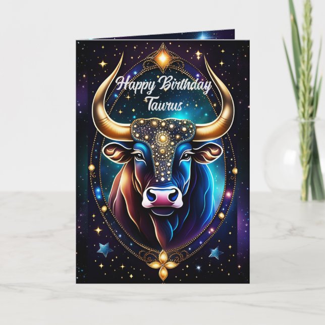 Carte Bijou personnalisé Galaxie Zodiac Taurus (Devant)