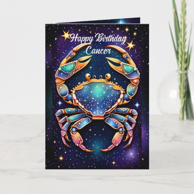 Carte Bijou Personnalisé Galaxie Zodiaque Cancer (Devant)