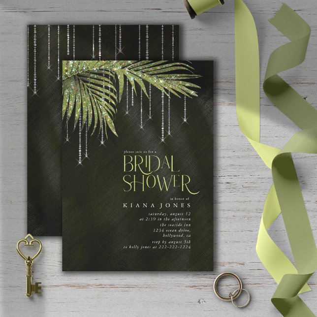 Carte Bijoux feuille feuille Fête des mariées vert ID830 (Créateur téléchargé)