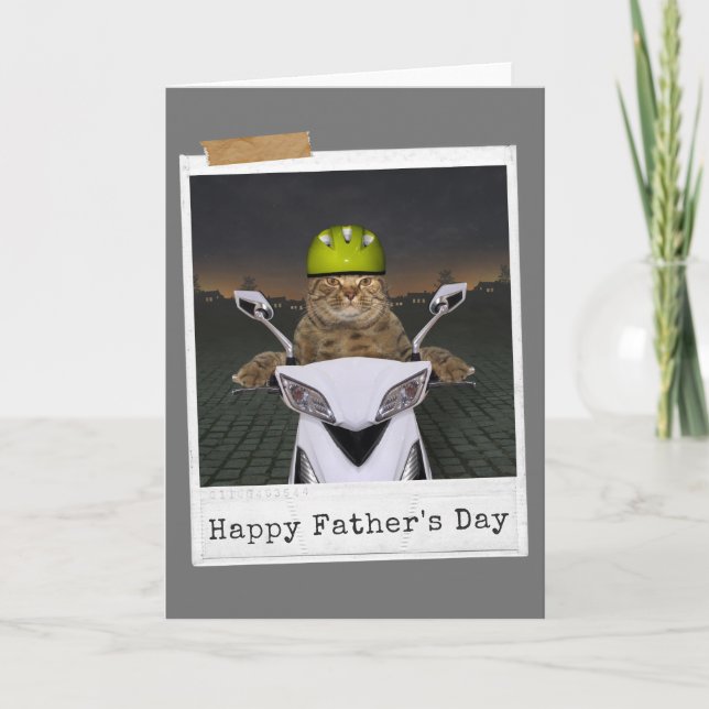 Carte Biker Chat Joyeuse Fête des Pères (Devant)