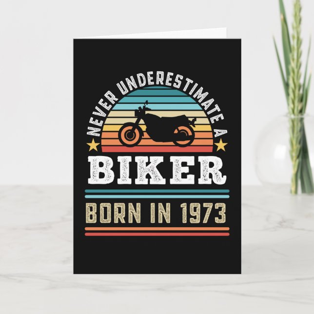 Carte Biker né 1973 50e anniversaire Motorbike Cadeau Pa (Devant)