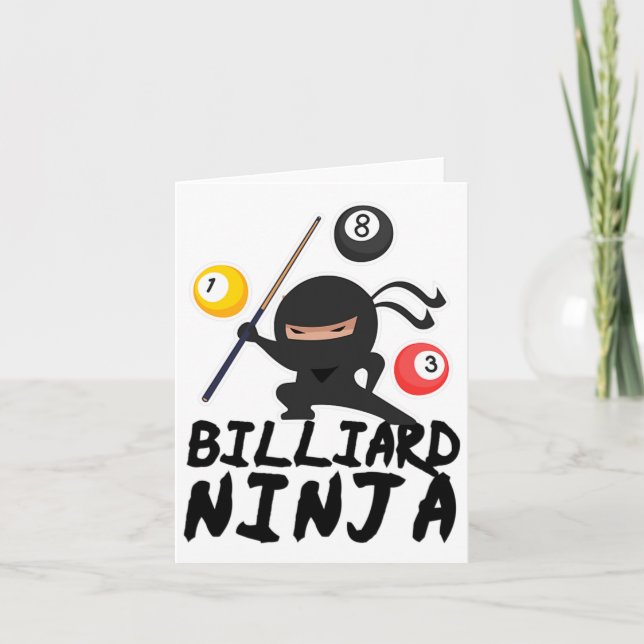 Carte Billard Billard Billard Ninja Pool Joueur 8 Drôle (Devant)