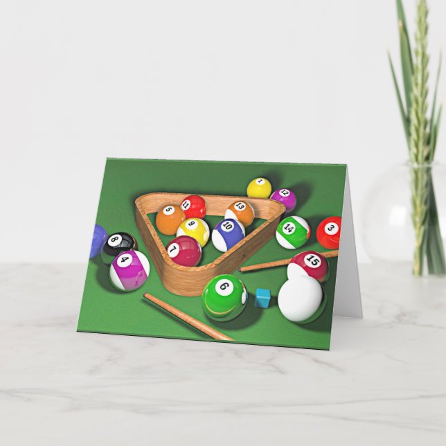 Carte Billard, les accrocher, design coloré, (Devant)