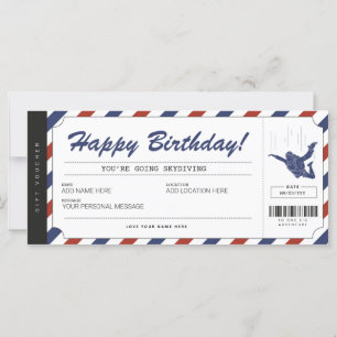 Carte Billet cadeau d'anniversaire Skydiving