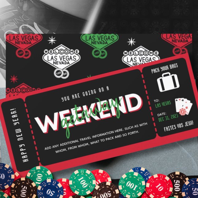 Carte Billet cadeau de la fête du Nouvel An Vegas Getawa (Créateur téléchargé)