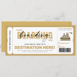 Carte Billet cadeau de voyage de Pass d'embarquement de 
