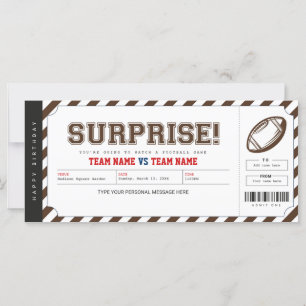 Carte Billet cadeau pour le stade de football surprise