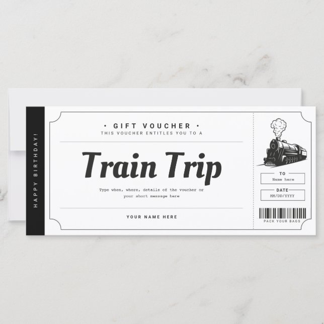 Carte Billet cadeau voyage train surprise (Devant)