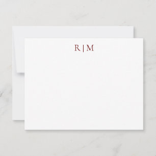 Carte Billet Classique Simple Burgundy Deux Monogr