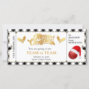 Carte Billet Cricket de Noël, Billet cadeau surprise