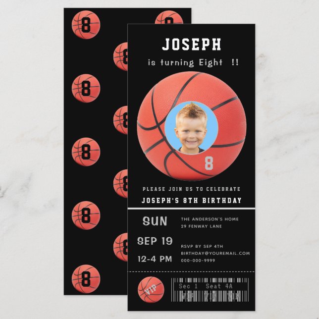 Carte Billet d'anniversaire Black Photo Baseball Invitat (Devant / Derrière)